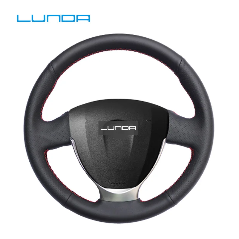 DIY сшитый вручную чехол рулевого колеса автомобиля из искусственной кожи для Lada
