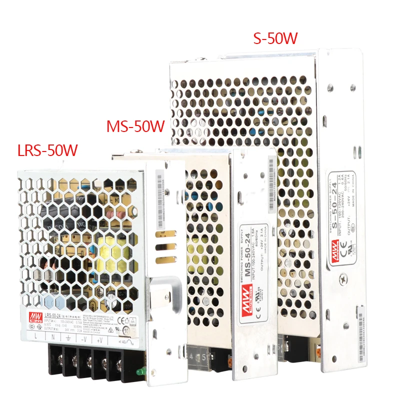 MW 50W Светодиодный переключатель LRS/MS/S-50W-24V 2.1A 5V 10A 12V 4.2A 24V Промышленный Блок питания