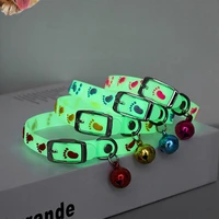 pet glowing collars with bells fluorescent silicone cat dog collar puppy luminous neck ring night walk anti lost pet accessories
