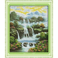 landscape waterfall diy needlework crafts 11ct 14ct cenery printed patterns cross stitch kits counted on canvas embroidery sets