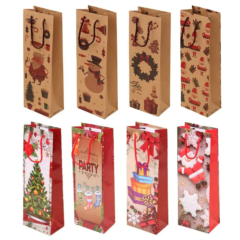 Крышка для бутылки с красным вином бумажные мешки хранения рождественские