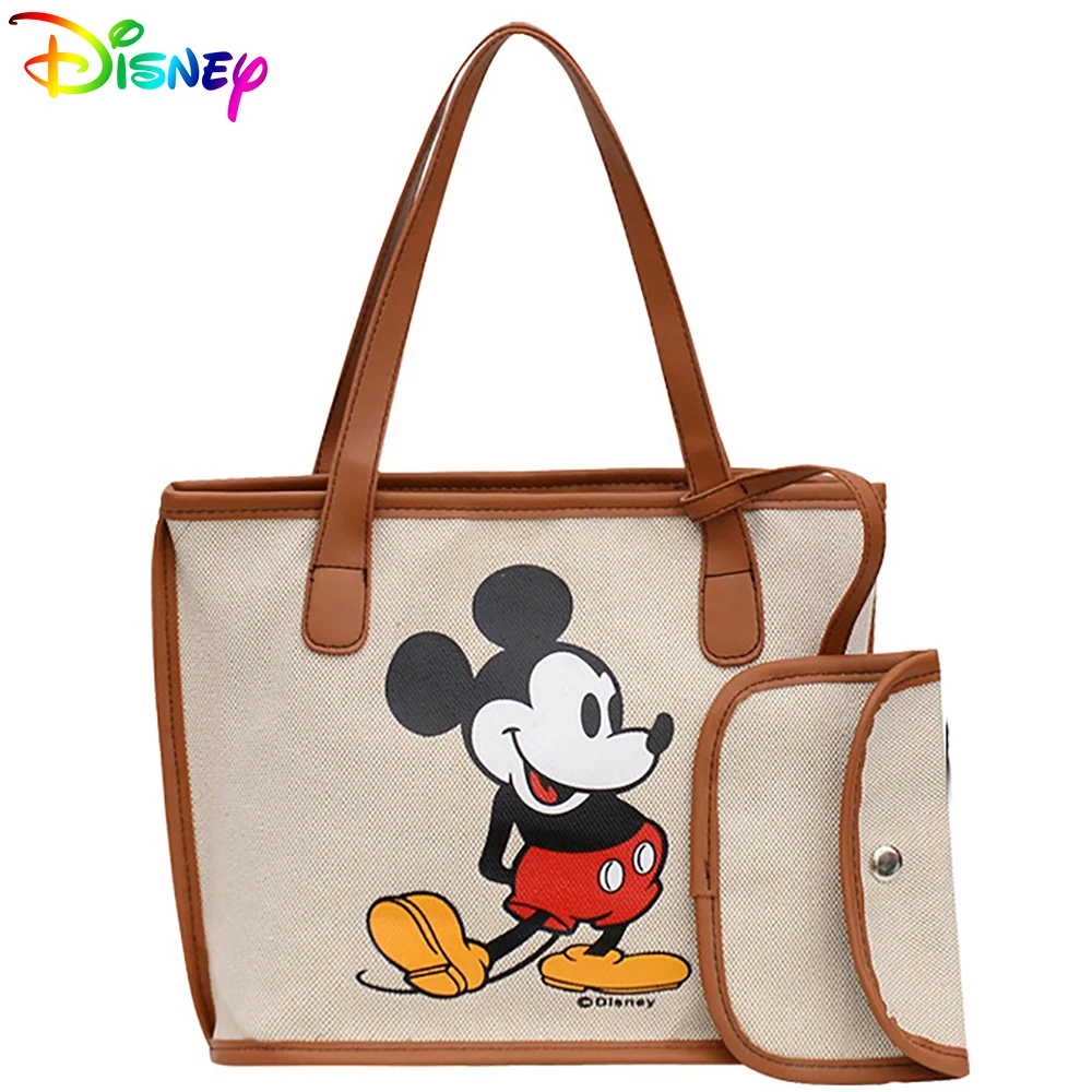 

Disney Mickey Mouse Shoulder Bags For Girls Two Set Cartoon Anime Fashion Children Handbag Female Casual Travel Satchel Brand