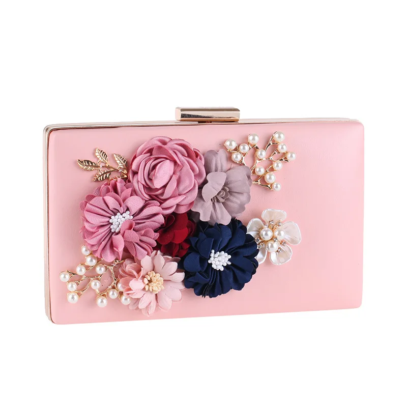 

New Women Evening Bags Clutch Fashion Design Single Side Flower Ladies Evening Bag Day Clutches Rhinestones Female Wedding Bag
