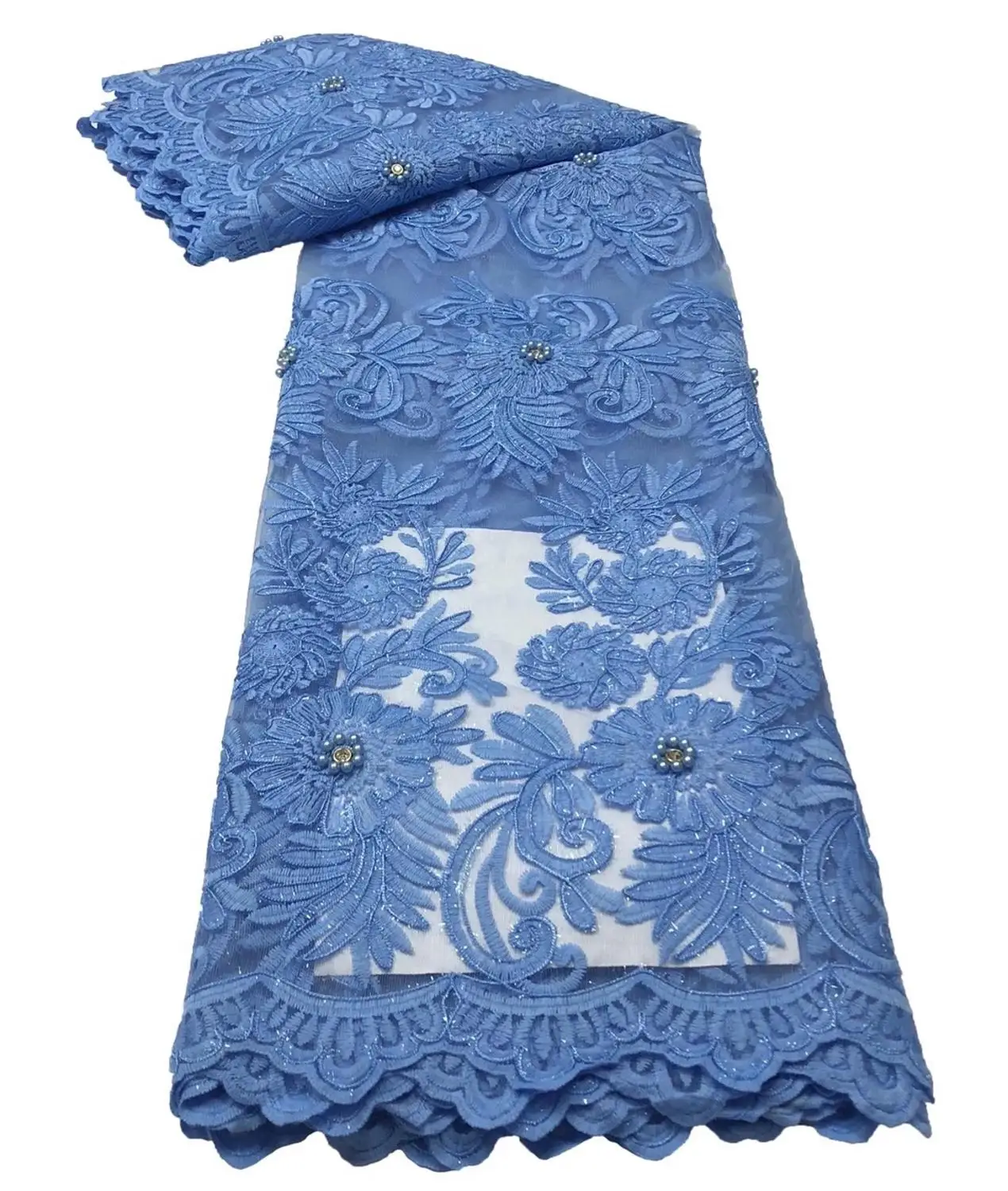 

Madison African Sequins Embroidered Lace Fabric Nigerian Wedding Lace Fabrics 2021 High Quality French Lace Tulle Lace Fabric