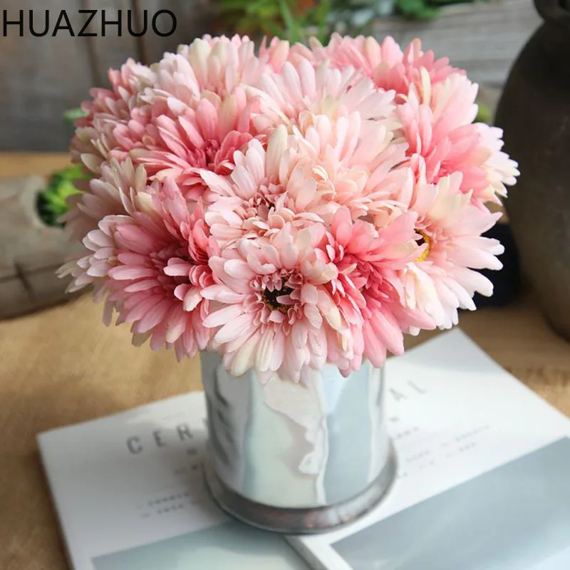 Букет из 7 цветов маргариток искусственные цветы герберы шелковые для свадебной