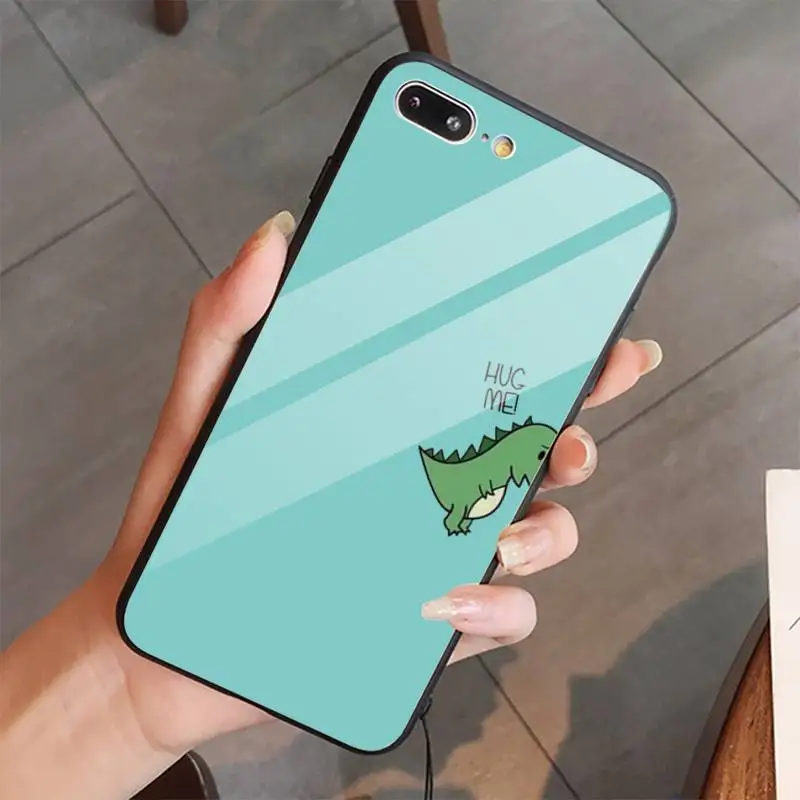 

dinosaur Cartoon Phone Case Tempered glass For iphone 5C 6 6S 7 8 plus X XS XR 11 PRO MAX