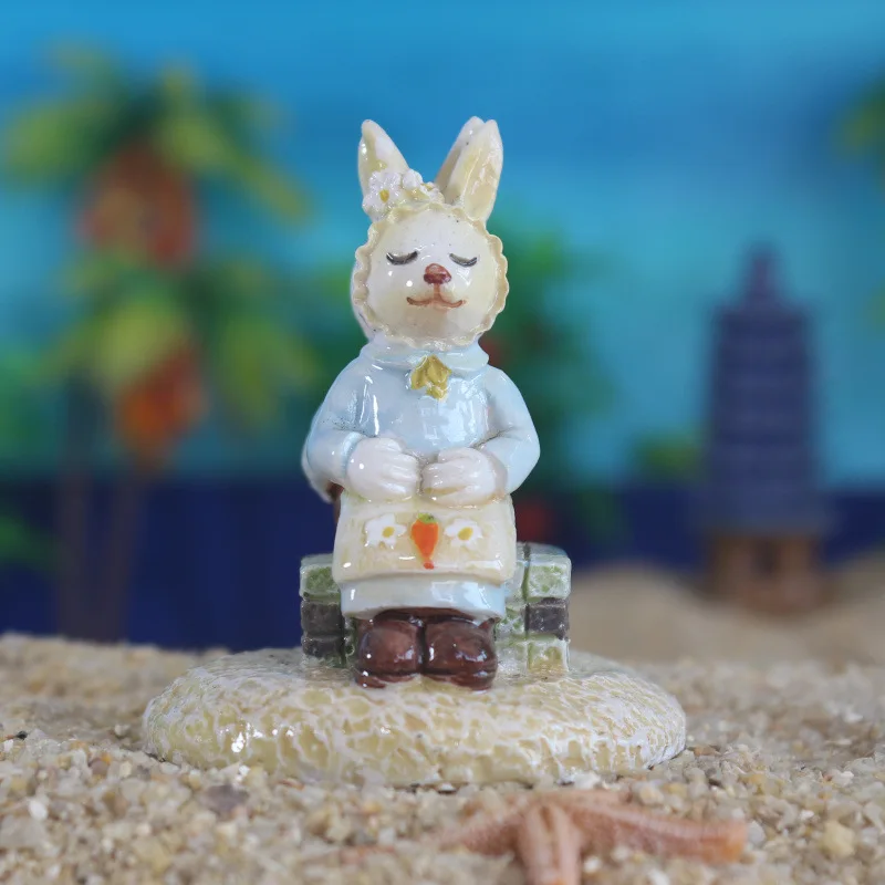 Rabbit white rabbit creative couple sand accessories | Дом и сад