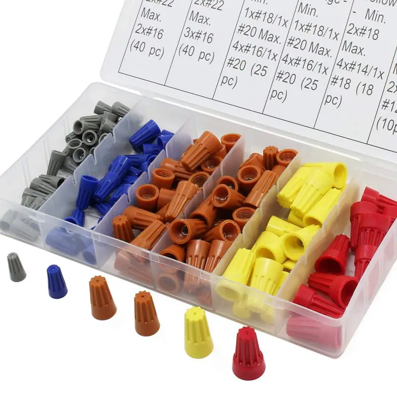 HTHL 158Pcs 5 цветов Электрический провод соединитель Twist On Винтовые клеммы Пружинные вставленные гайки и