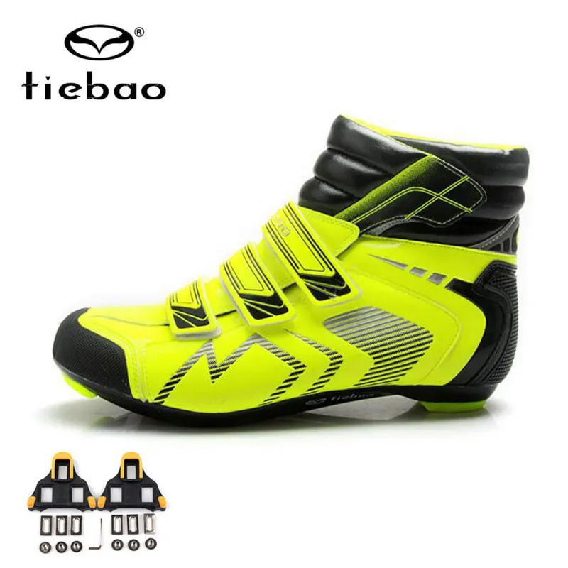 Road yellow cleat Tiebao/зимняя обувь для велоспорта; sapatilha ciclismo; MTB; обувь для шоссейного велосипеда; обувь для гонок; сохраняющая тепло; спортивная обувь; Botas; самозакрывающаяся велосипедная обувь - Цвет: Road yellow cleat