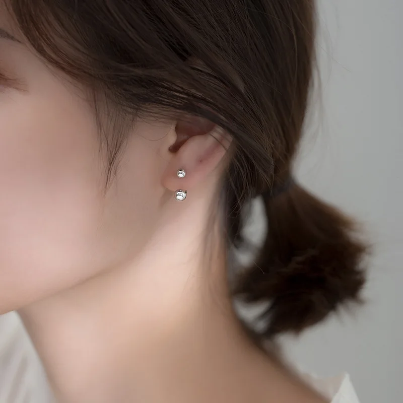 Женские серьги-гвоздики из серебра 925 пробы в Корейском стиле