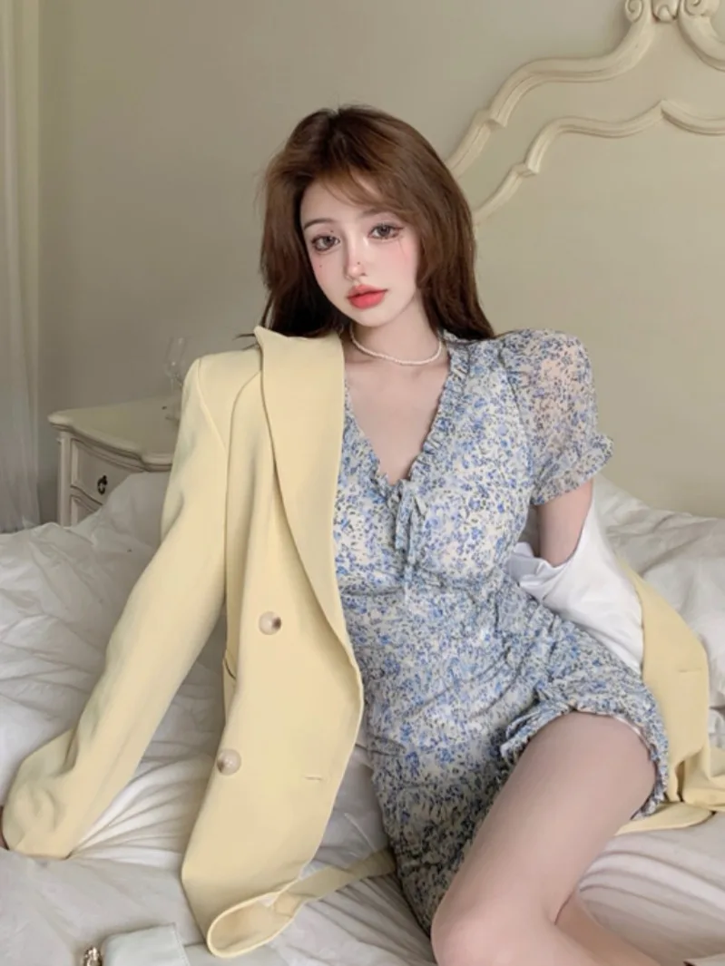 

Blazer Dress Women's Mid-length Black Korean Loose Temperament Suit Jacket 2021 Spring Summer New Style Women Clothing