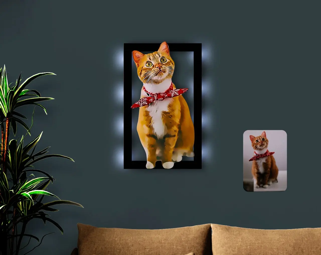 

Personalized Full Size Cat Caricature OF 3D Led Light Wood Tablo-1