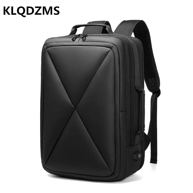 

KLQDZMS Men's Waterproof Large Capacity Backpack With USB Charging Port PVC Light Travel Laptop-Bag Hot Sell