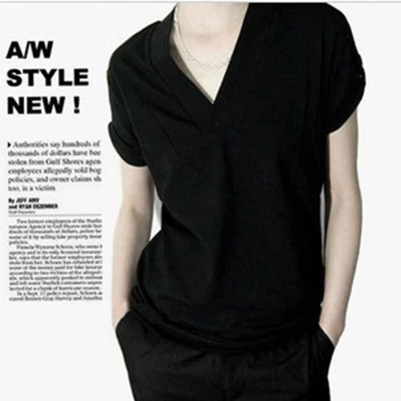 Мужская летняя футболка с коротким рукавом и V-образным вырезом | одежда