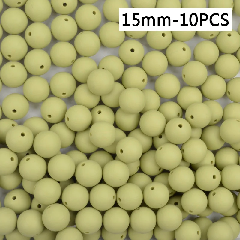 15mm-10PCS Силиконовые бусы 9/12/15 мм Детские Прорезыватель для зубов круглый Прорезывания Зубов Силиконовые Бусины Perle силиконовый зубного прикуса станет заметно Прорезывания Зубов Бусины для изготовления ювелирных изделий - Цвет: 15mm-10PCS