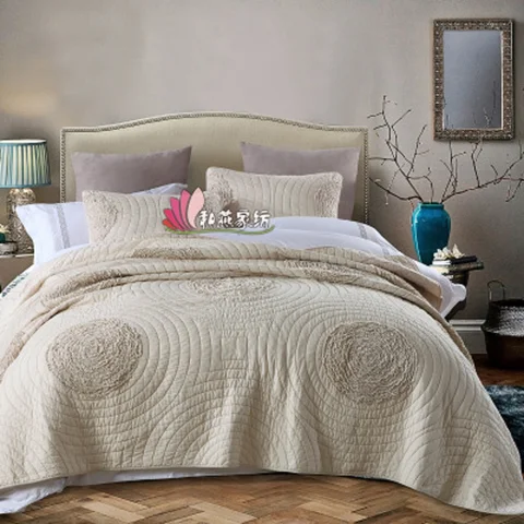 100% хлопковый материал, 1 покрывало, 2 Наволочки, комплект стеганого одеяла в простом стиле, двуспальное одеяло, удобное Роскошное Одеяло