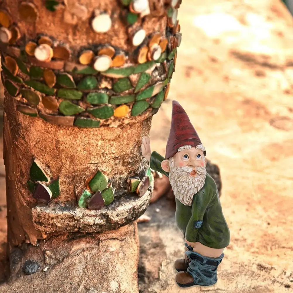 

New Style Funny Garden Gnome Durable Outdoor Statue Lawn Naughty Dwarf Figurine Resin Sculpture Ornament Decoration Accessories