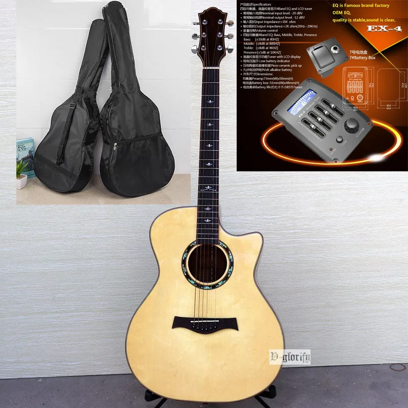 guitar EQ gig bag Профессиональная твердая ель Топ электроакустическая гитара струна - Цвет: guitar EQ gig bag