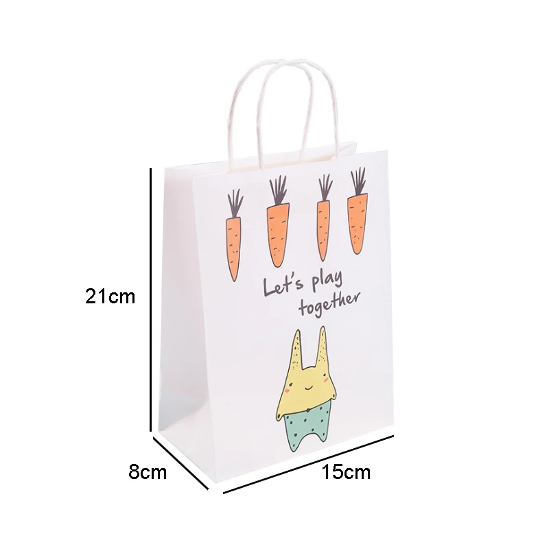 10Pcs Kawaii Cartoon Kraft Paper Bag White Shopping Bags with animal house DIY Multifunction Recyclable With Handles | Дом и сад