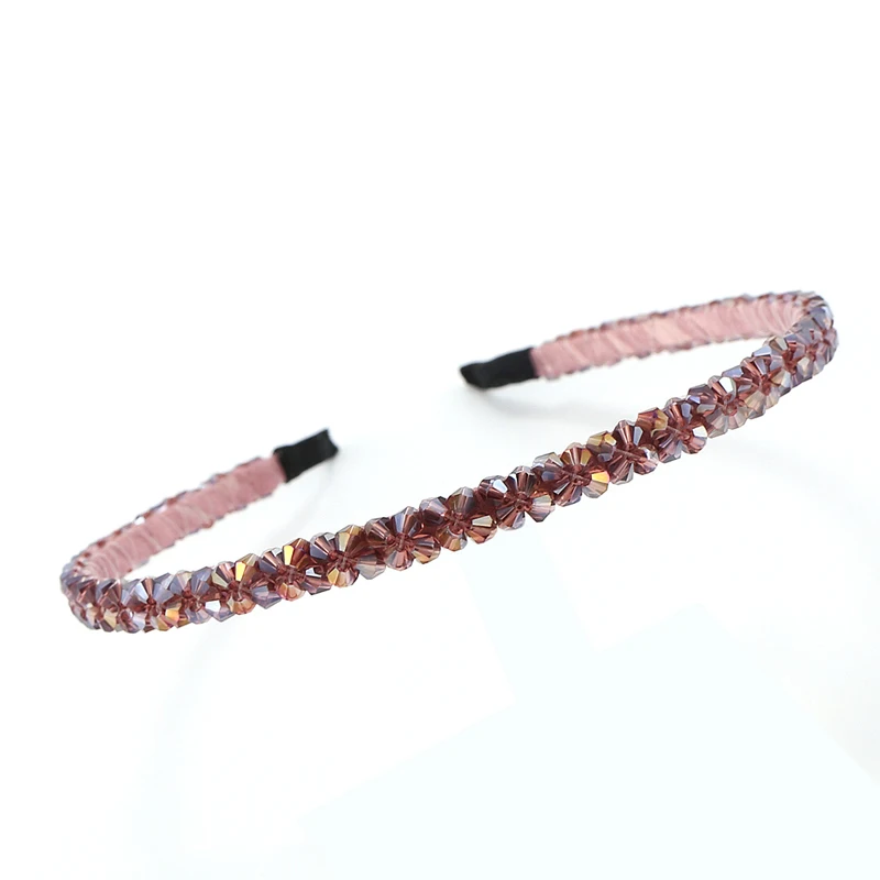 Purple Красочные со стразами повязка для волос для женщин качественные металлические ободок для волос круг женские аксессуары для повязки на голову - Цвет: Purple