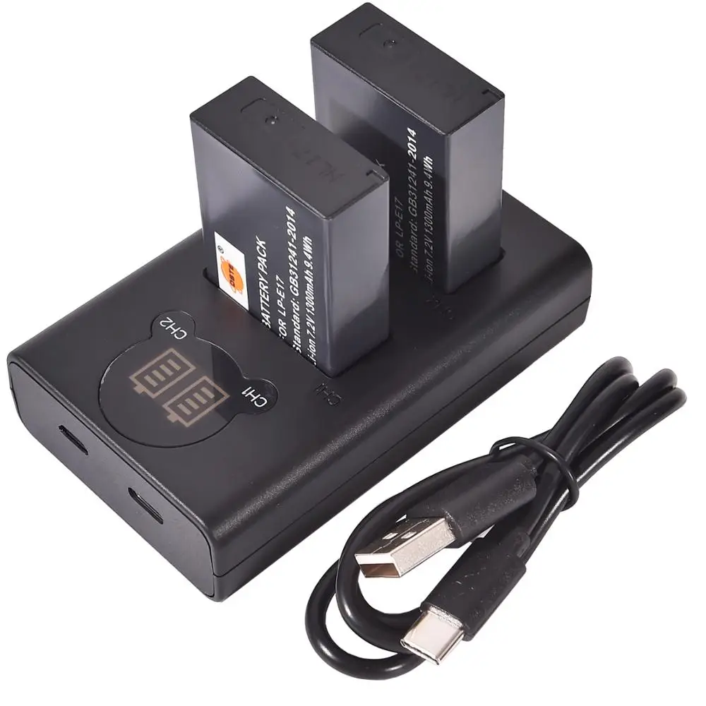 DSTE 2 шт. LP E17 батарея с двойным жк дисплеем зарядное устройство Комплект для Canon EOS M3