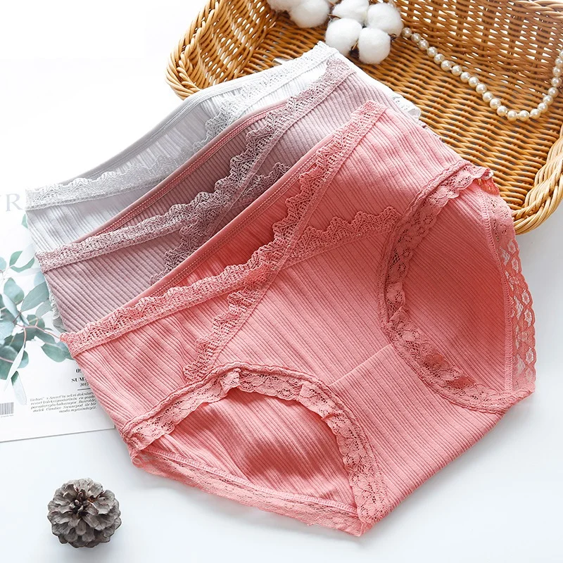 Женское нижнее белье кружевные трусики летние 4 х сезонные полосатые из 95 хлопка