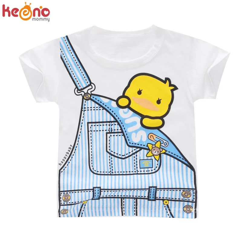 Белая Повседневная футболка с принтом животных для мальчиков и девочек летняя