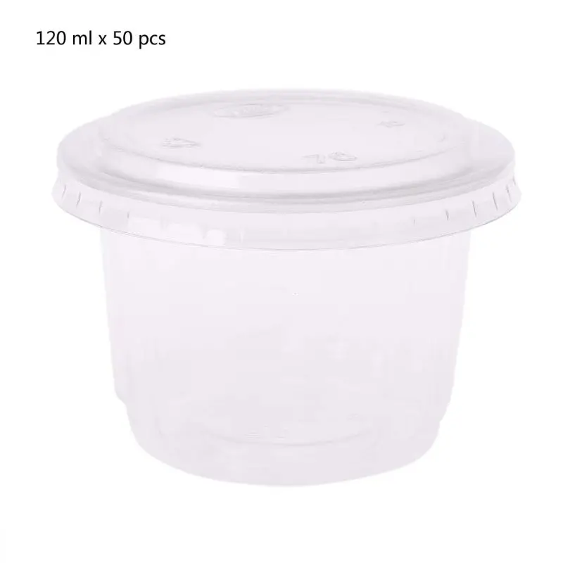

Набор одноразовых чашек 120 мл, емкость для соуса, волнистый контейнер, желе, стакан для слизи с крышкой для кетчупа, 50 шт.