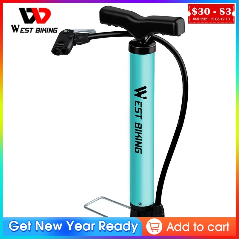 

WEST BIKING Bike Floor Pump Mini 120 PSI Stell Body Tire Inflator For Bicycle Presta Schrader Valve Cycling Air Pump Pumps