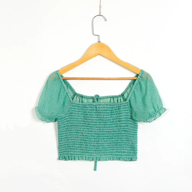 

Summer female shirt casual dot print shirt short paragraph