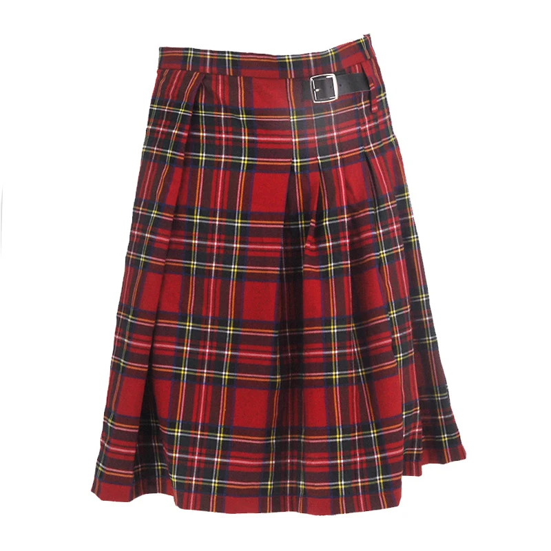 Unisex Scotland Pleated Skirt Classic Plaid Kilt Vintage Costume Clubwear Role Play Fancy Party Dress