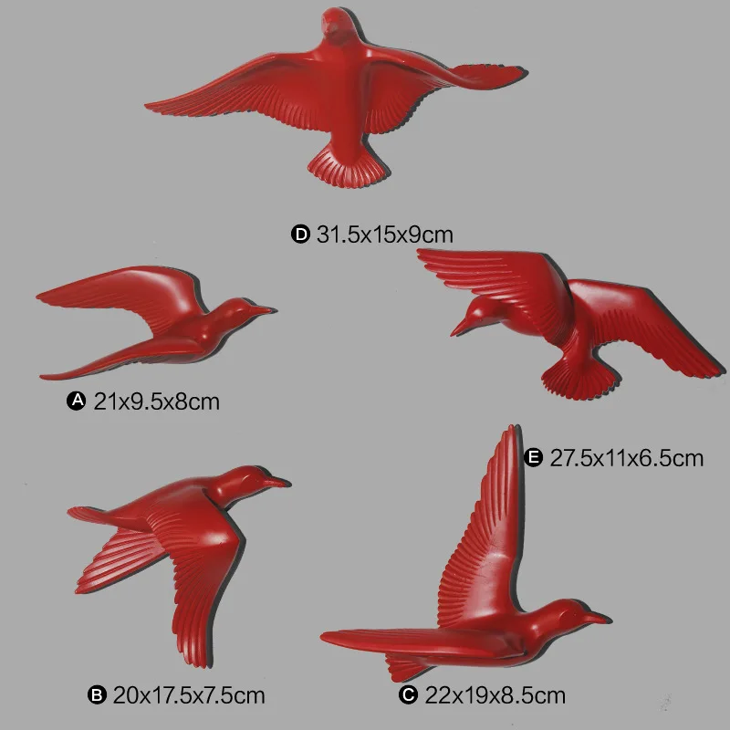 Красный 5 шт./компл. Творческий 3D смола птица украшение дома Декор стены наклейки украшения мебели голубь мира для европейских талисман - Цвет: Красный