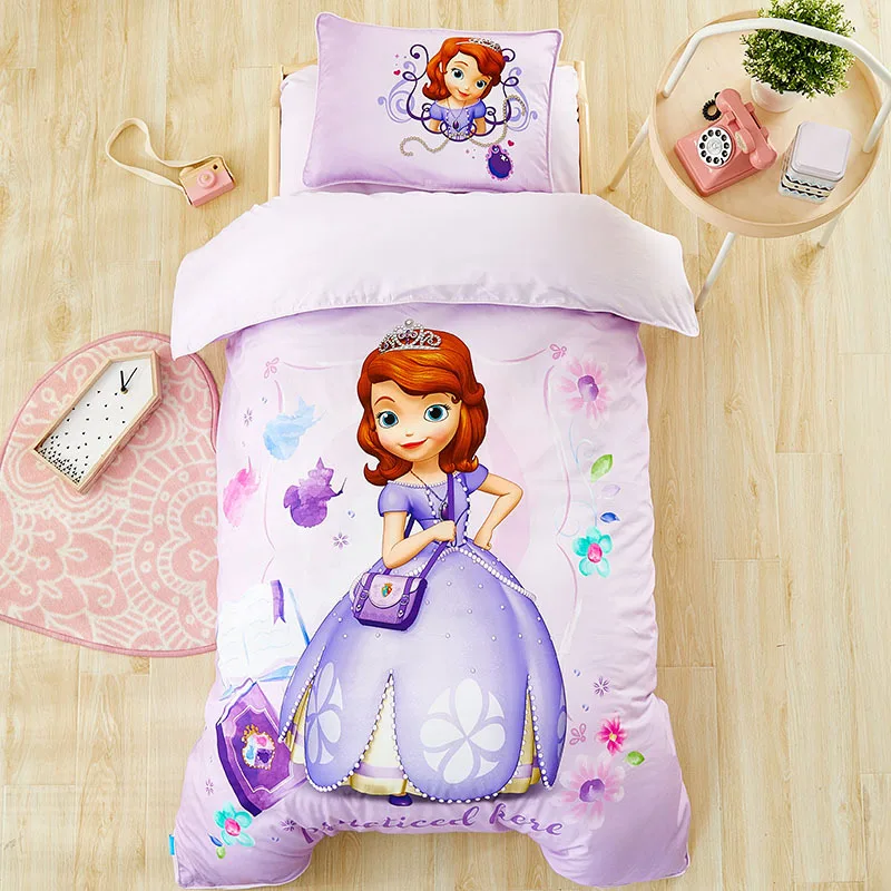 DS-1 Детские кроватки disney, комплект из 3 предметов, мультяшный пододеяльник принцессы Софии Маккуин с изображением Минни Микки Мауса, детская кроватка, 60x120 см - Цвет: DS-1