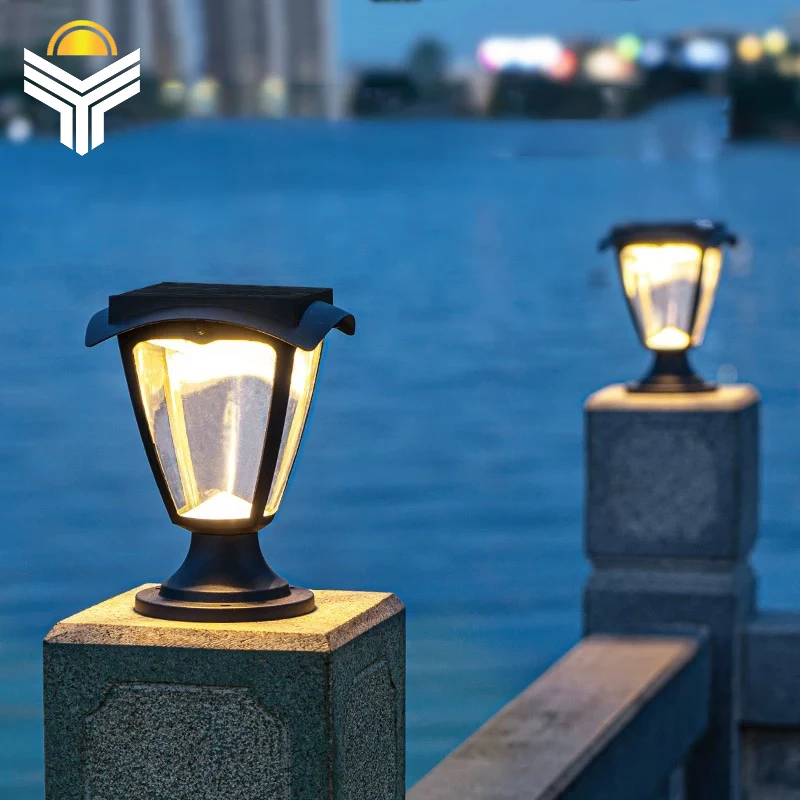 Villa Column Lamps Pillar Light Yard Post Lighting For Garden Decoration Solar LED Light Outdoor Fence IP55 Waterproof Smart RGB