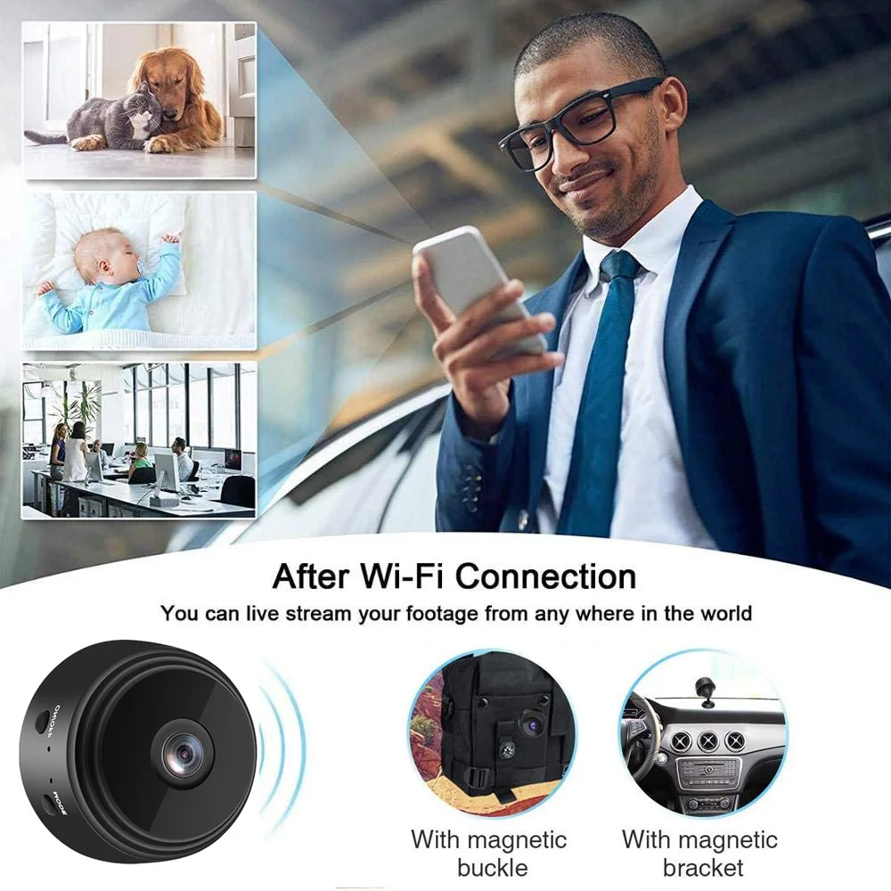 Мини-камера видеонаблюдения 1080p HD Wi-Fi ИК ночное видение | Безопасность и защита