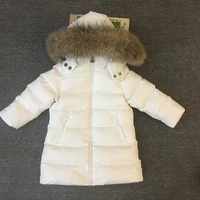 new childrens long down jacket boys girls down jacket thick natural real fur collar 30 degrees