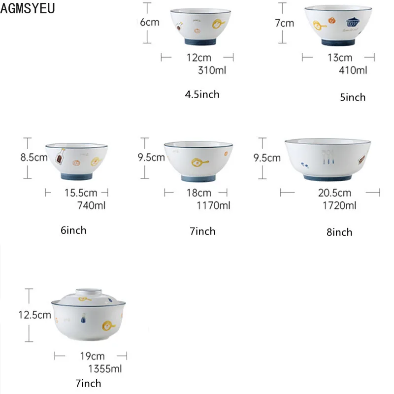 Креативная керамическая миска и тарелка AGMSYEU бытовая круглая посуда для супа