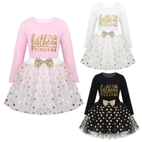 kids girls birthday princess outfit toddler girl dress long sleeve t shirts tops polka dots bubble tutu skirt baby dress set