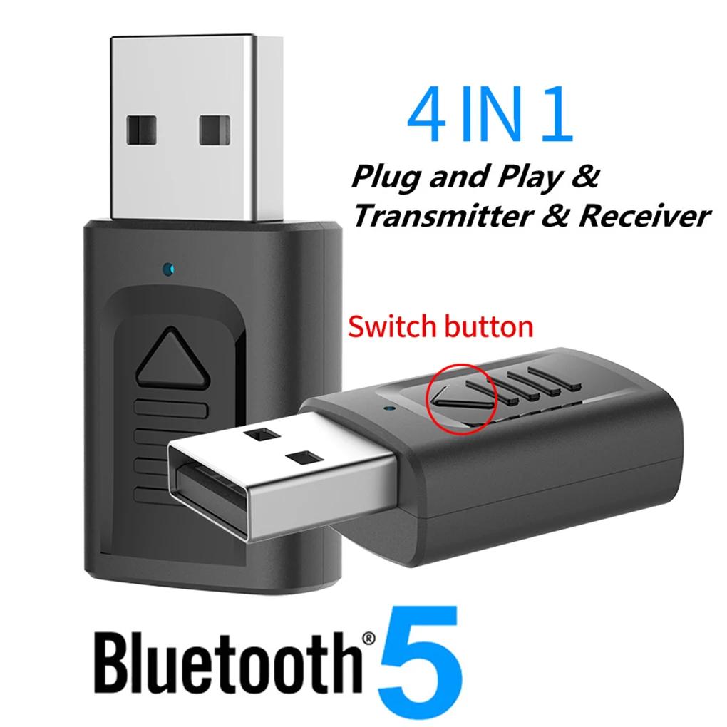 

Bluetooth 5.0 Audio Receiver Transmitter 4 in 1 Mini 3.5mm Jack AUX USB Stereo Music Wireless Adapter For TV Car PC Game Player