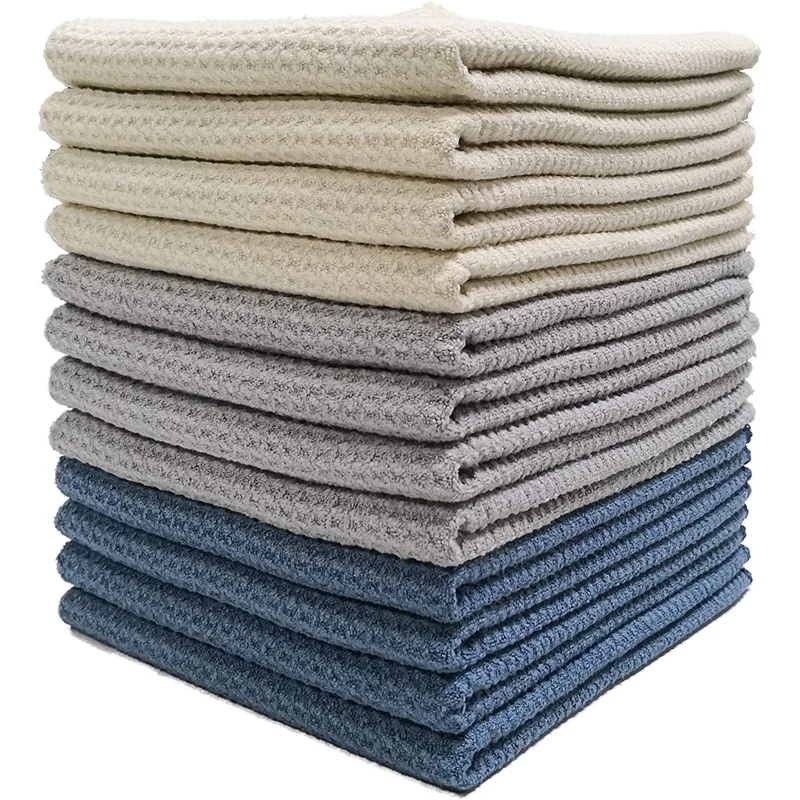

Microfiber Kitchen Towel Soft And Super Absorbent Dish Towels, 12 Packs, 30 X 30Cm
