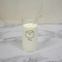 cute transparent water cup table 400ml glass cup with straw student milk juice cool water cup korea ins style drinkware
