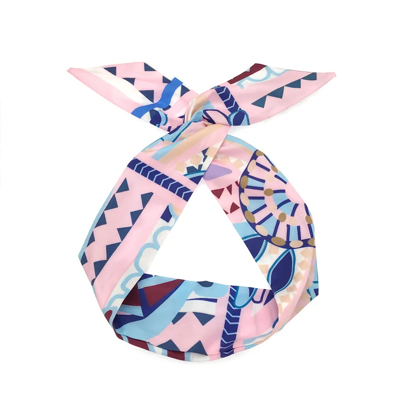 2019 Новая мода Ацтекский Принт кроличьи уши завязанные проволокой ленты для волос