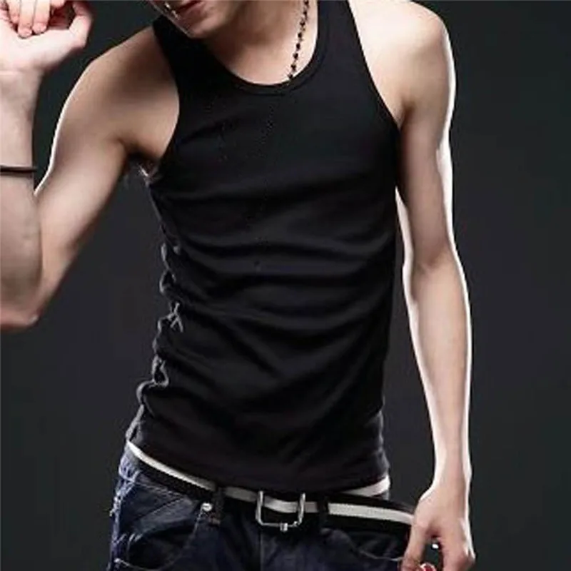 

New Fashion Men Muscle Sleeveless Slim Tee Shirt Tank Top Bodybuilding Fitness Vest Stylish Mens Skinny Tank Tops