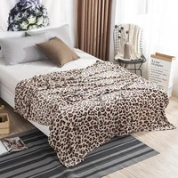 leopard printed soft fluffy flannel blankets for beds coral fleece mink throw single double bed bedspread winter warm blankets