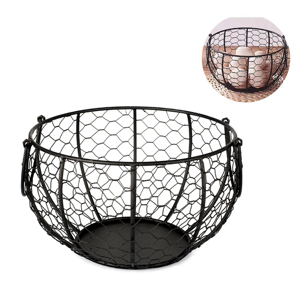 

Egg Collection Basket Vintage Metal Fruit Holder Food Eggs Organzier Collecting Storage Container Kitchen Country Style Decor
