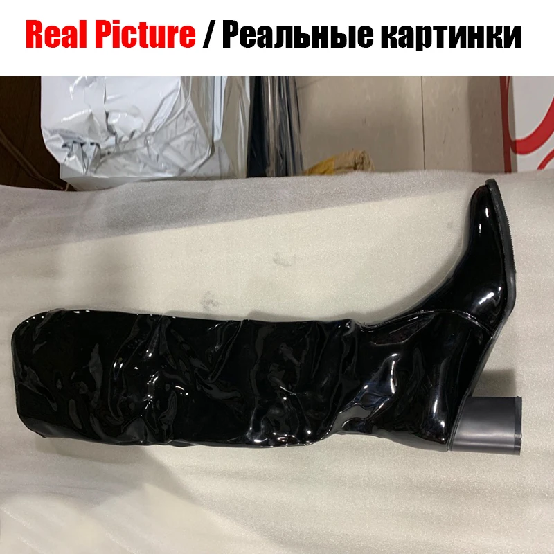 BONJOMARISA/модные вечерние сапоги до колена смешанных цветов размера плюс 32-48 женские рыцарские сапоги в западном стиле женская обувь на высоком каблуке