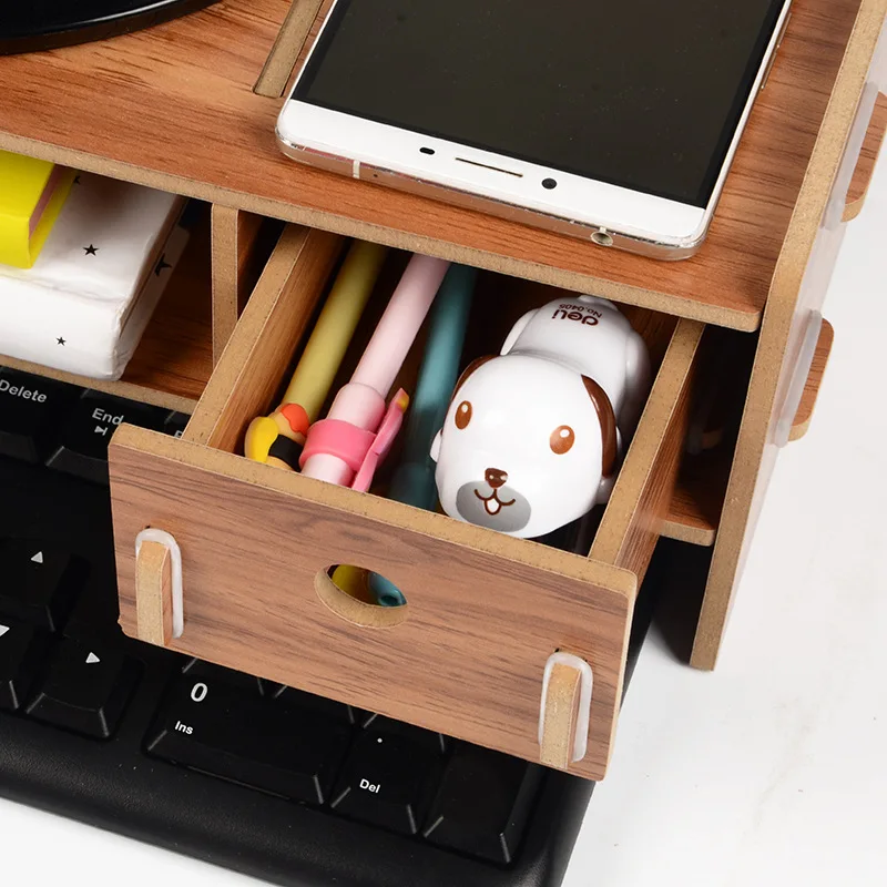 Деревянная подставка для монитора компьютерный Настольный органайзер с