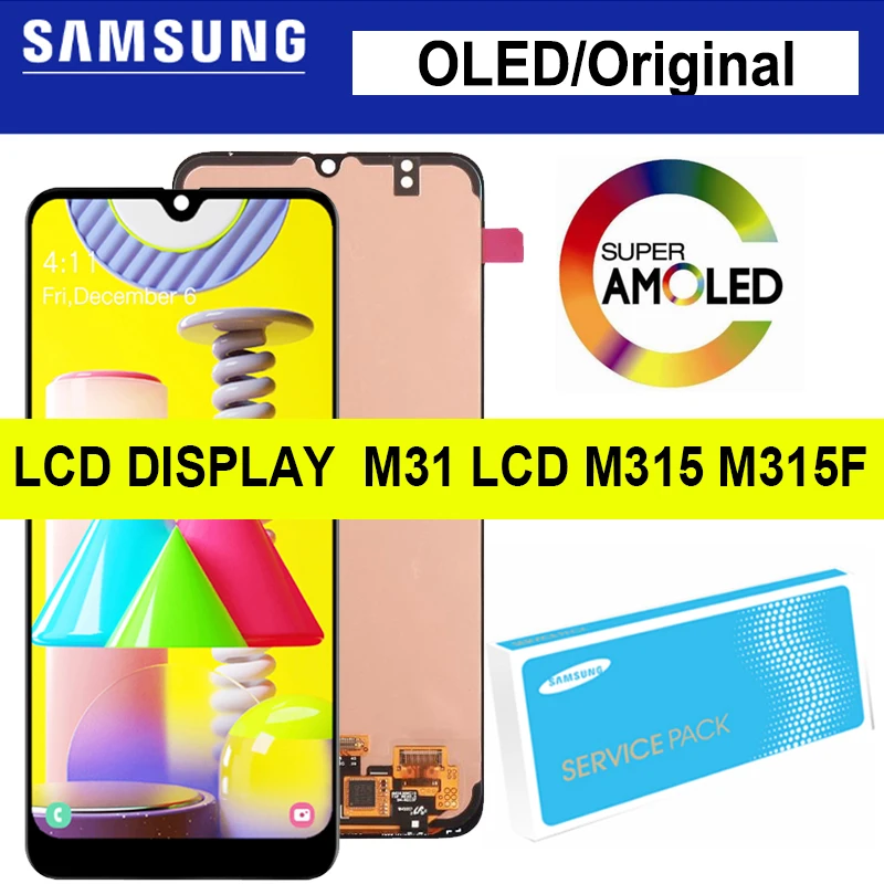 Pantalla LCD OLED/Super AMOLED de 6,4 pulgadas para m&oacute;vil, piezas de reparaci&oacute;n de digitalizador de pantalla t&aacute;ctil para Samsung Galaxy M31, M315, M315F, SM-M315F-0