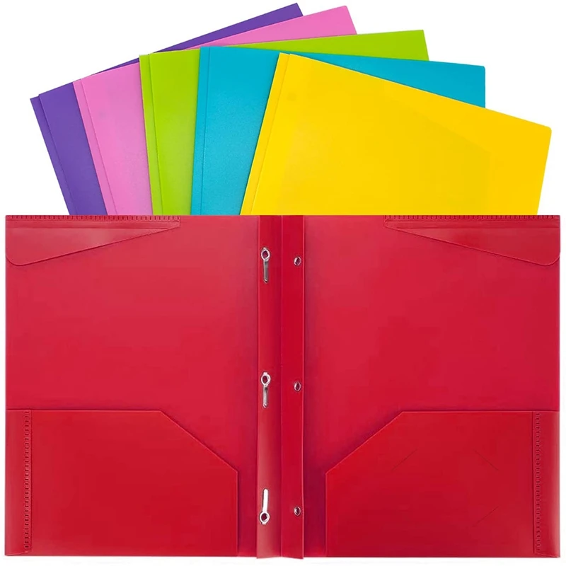 

Пластиковые карманные папки, сверхпрочная папка с 3 зубцами и 2 карманами для офиса и школы, Размер A4, 6 шт.