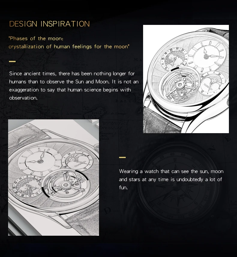 Tourbillon сапфир часы Скелетон Мужские автоматические механические часы Многофункциональный 24-часовой и лунной фазой, Для мужчин часы лучший бренд класса люкс